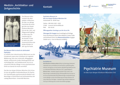 Faltblatt mit Informationen zum Psychiatrie-Museum im kbo-Isar-Amper-Klinikum München-Ost.